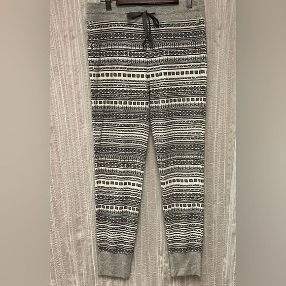 Eddie Bauer M Stines Favorite White Gray Waffle Knit Cotton Blend PJ Bottom - Picture 1 of 10